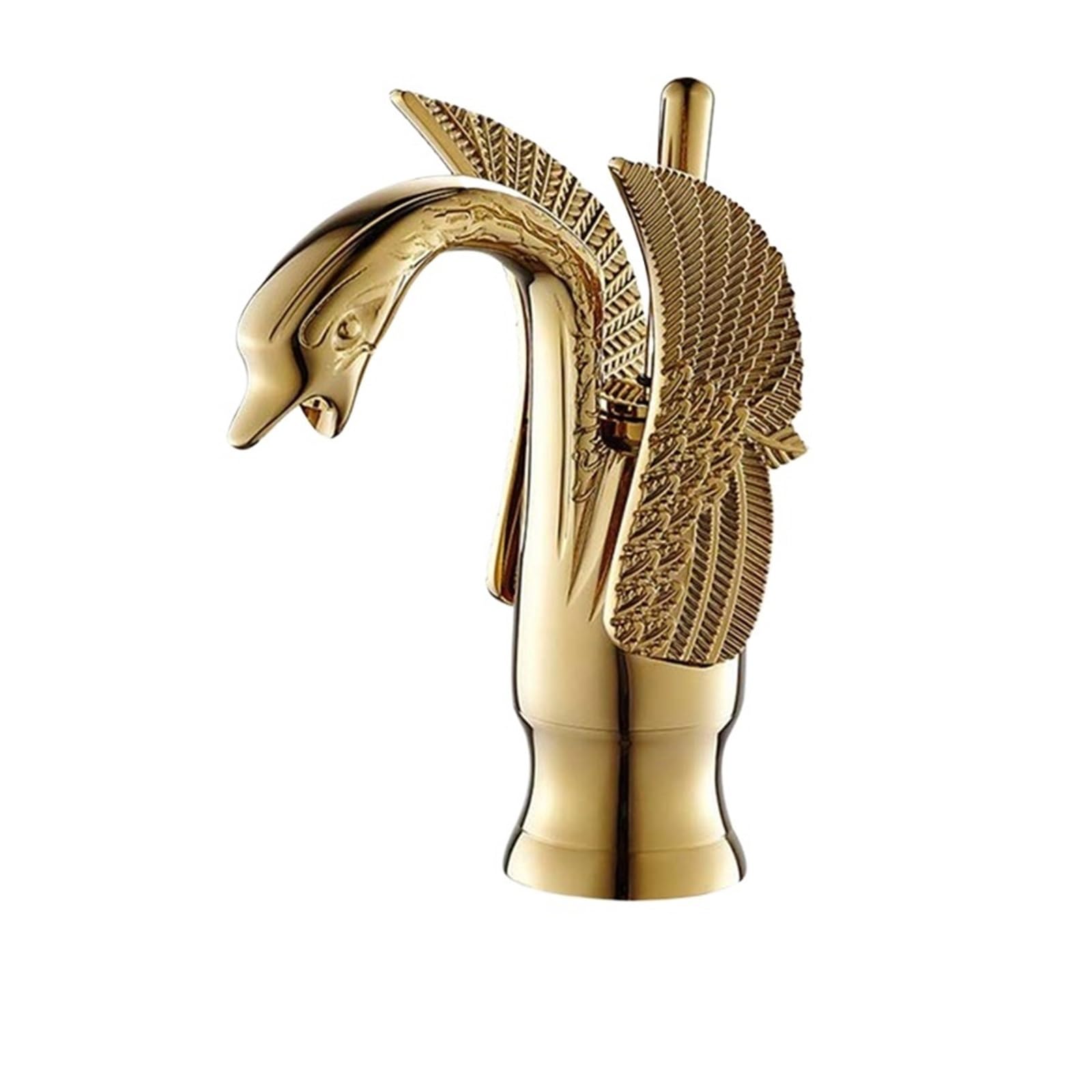 Robinet de lavabo chromé en forme de cygne avec double contrôle eau chaude froide