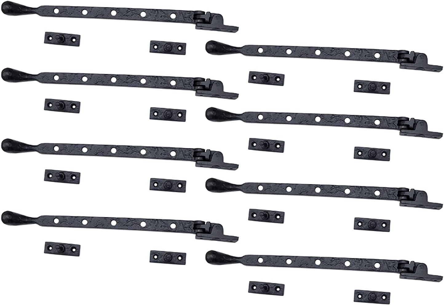 Adonai Hardware 12.5 Inch "Lachish" Black Antique Cast Iron Window Casement Stay (Supplied as 2 Pieces per Pack) - Matte Black Powder Coated