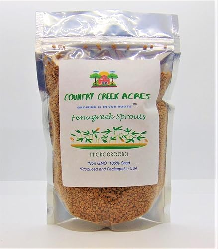Semilla de germinación de fenogreco, sin OMG, 8 onzas, marca Country Creek Acres, fenogreco para brotes, plantación de jardín, cocina, sopa,