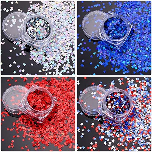 12 Boxes 4Th Of July Star Nail Art Sequins Glitter Nail Art Confetti Star Shaped Manicure Decorations For Nails Art Eye Face Body Decorations Diy Crafts #TOP1