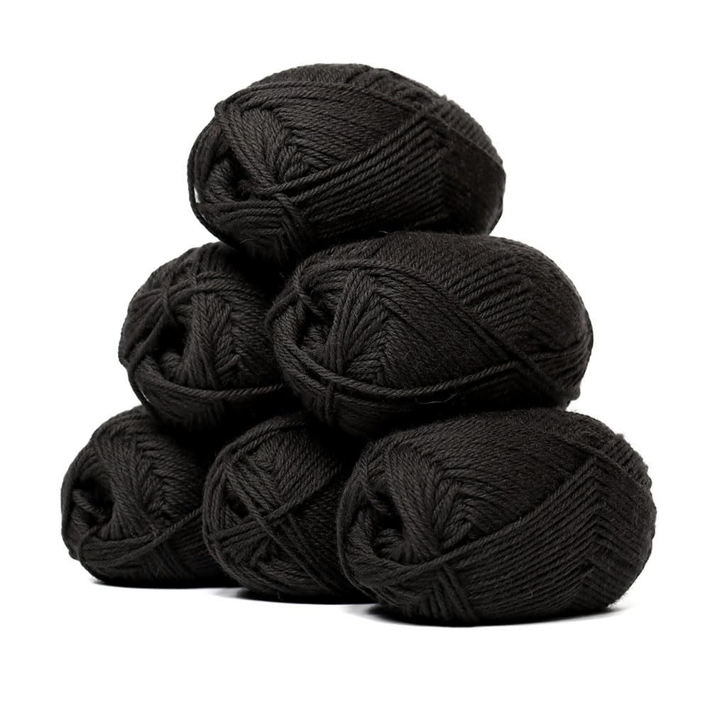 100% Pure Wool Yarn Superwash Set of 6 Skeins (300 Grams) DK Weight - Sourced Directly from Peru - Heavenly Soft and Perfect for Knitting and Crocheting (Iron Gray - 6 Skeins)
