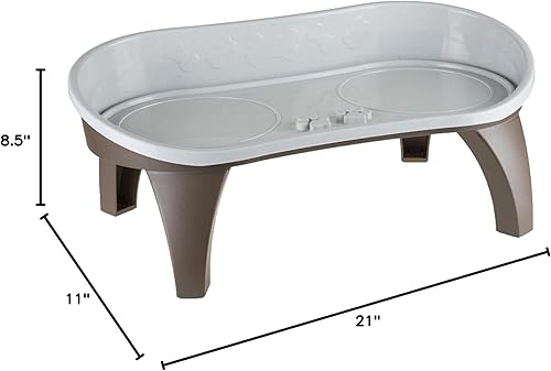 Miniatura 6 de PETMAKER Bandeja elevada de alimentación para mascotas con protector contra salpicaduras y patas antideslizantes, 21 x 11 x 8.5 pulgadas, marrón