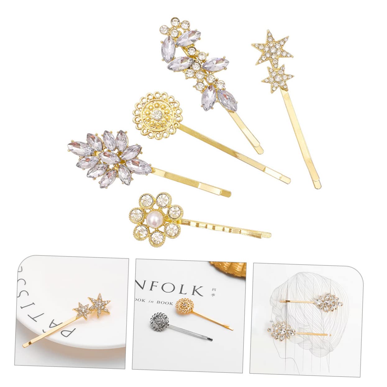 FRCOLOR 20pezzi Fermagli Per Con Strass Accessori Eleganti Per Ragazze e Donne Perfetti Per Matrimoni e Cerimonie
