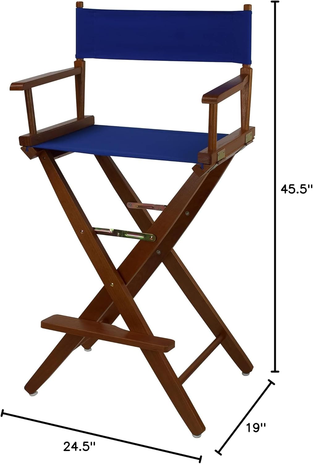 American Trails Extra-Wide Premium Directors Chair 30" H Bar Height Mission Oak Frame Blue Canvas