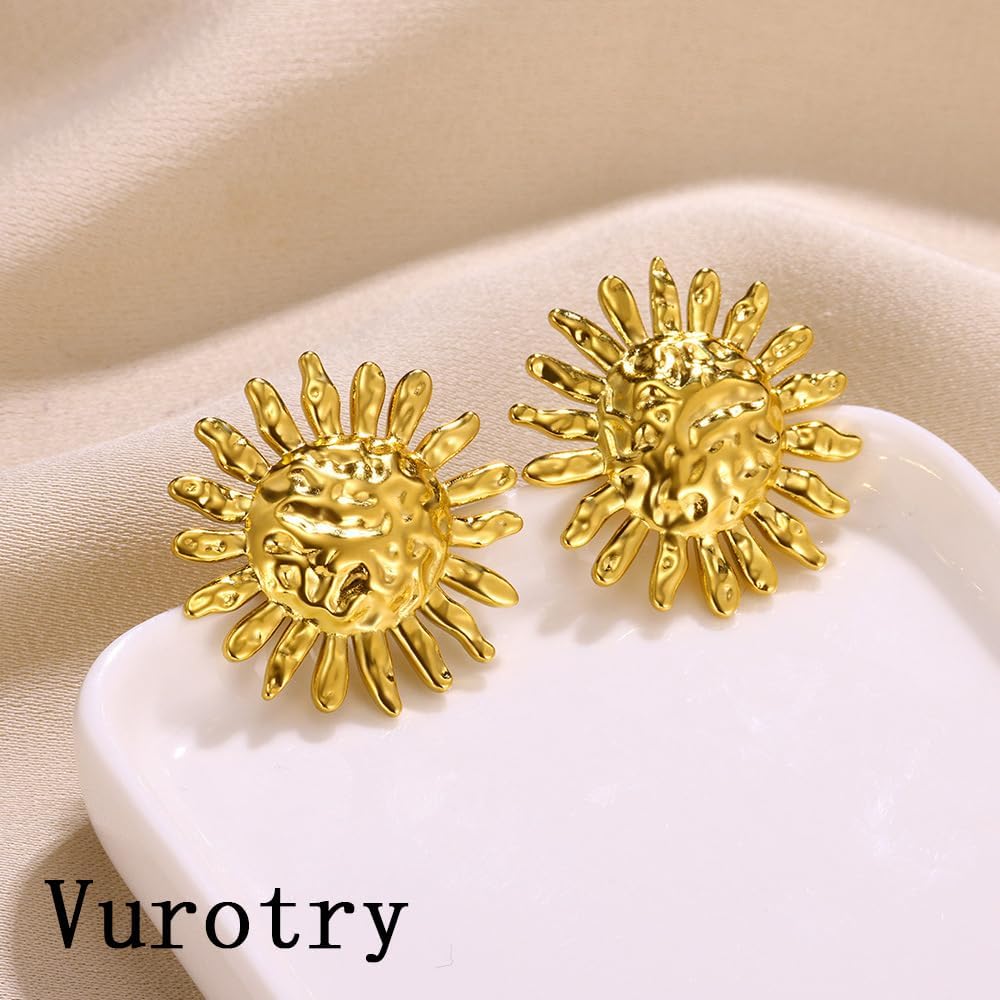 Gold Sun Earrings for Women Sun Stud Earrings Fashionable Summer Suns Stud Earring Jewelry - Image 6
