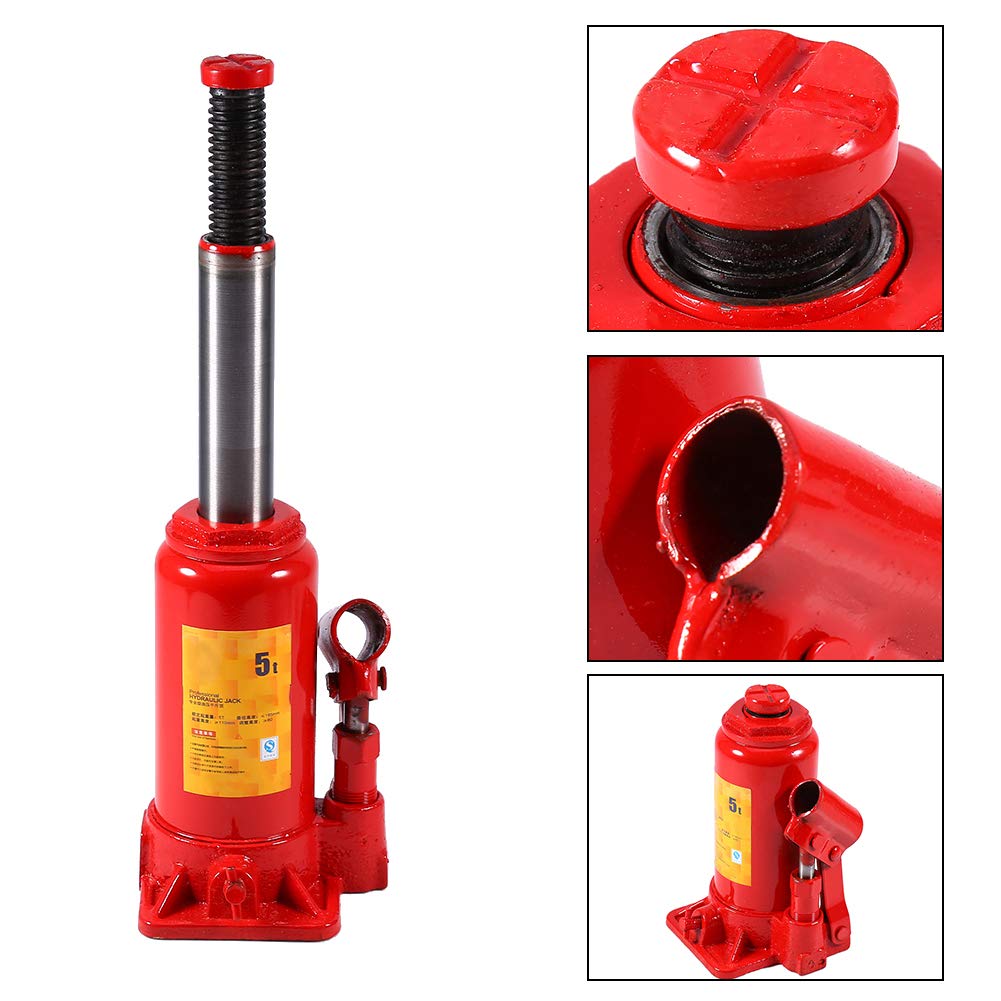 Martinetto idraulico rosso, 5 tonnellate, martinetto spesso, piastra in acciaio, utilizzato per cric roulotte, camion, transp