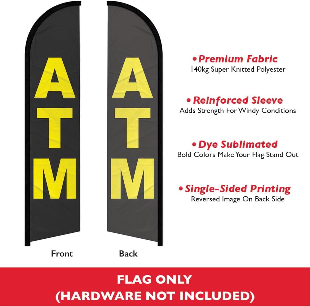 Infinity Republic - ATM Windless Full Sleeve Banner Swooper Flag - Perfect for Businesses, Quick Cash, Events, Markets etc!
