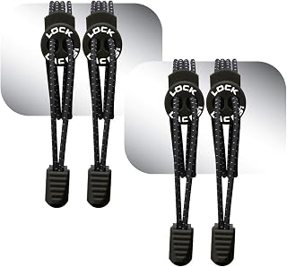 Lock Laces Elastic No-Tie Shoelaces - One Size Fits All Kids Adults, Slip-On Comfort for Athletes & Seniors (2 Pairs)