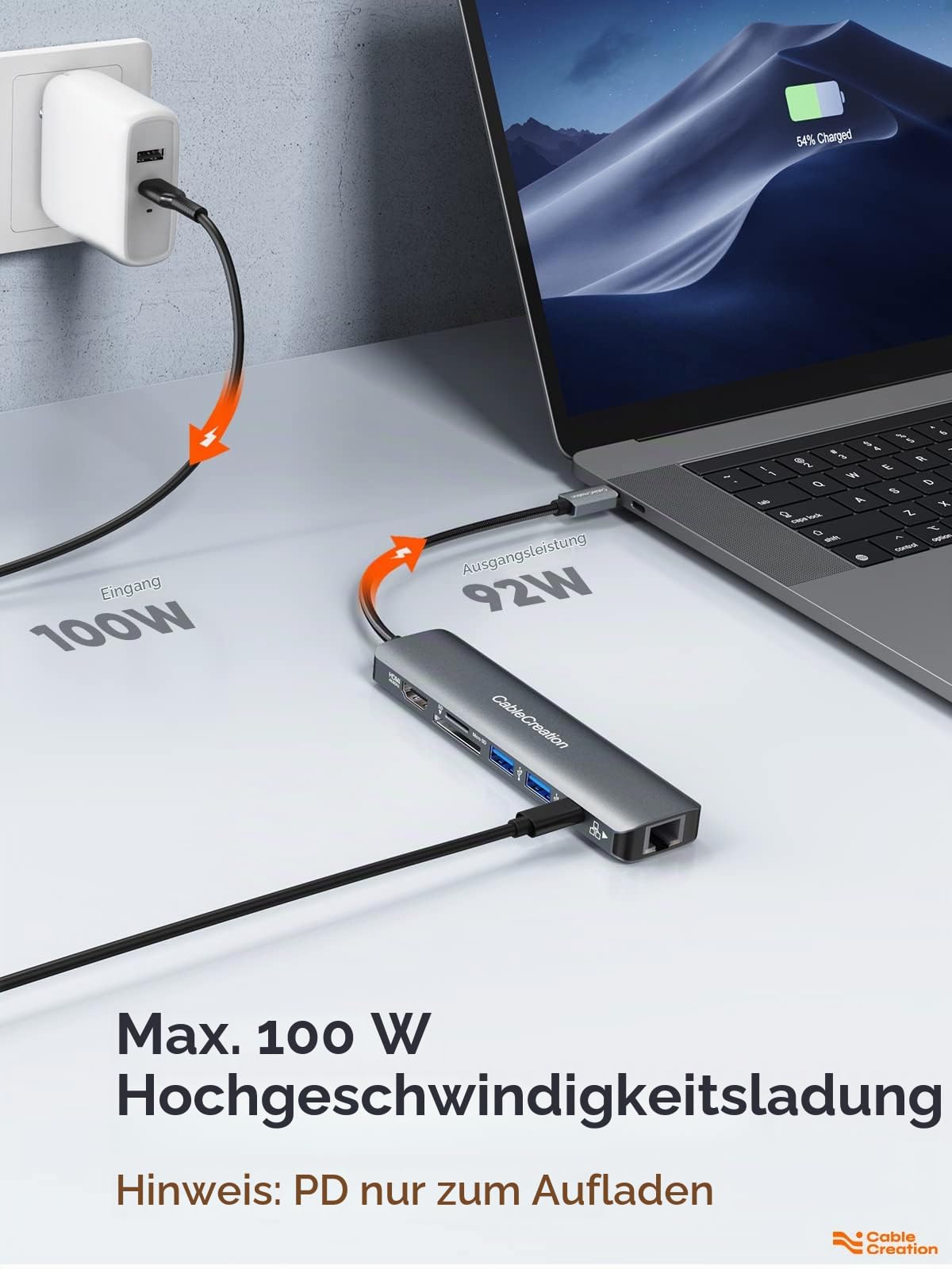 CableCreation USB C Hub,7 in 1 Multiport Adapter mit HDMI 4K 60Hz,Ethernet 1Gbps, 100W PD, SD, MicroSD Kartenlerser, 2xUSB 3.0, Docking Station für MacBook Pro, iPad Pro, iPad Mini 6 und mehr (CD8021)