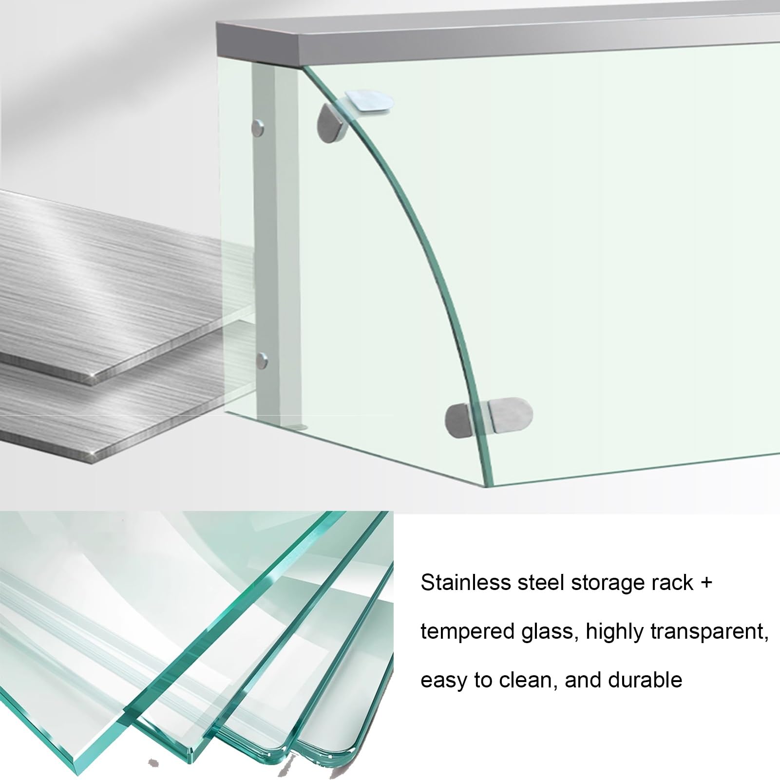 Vitrina comercial refrigerada para bufé, vidrio templado transparente para panadería, diseño cerrado de tres lados para postres
