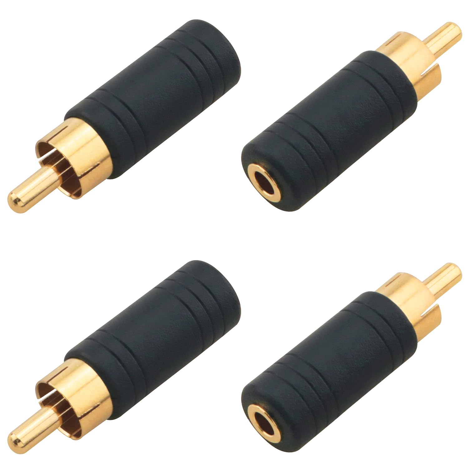 ZZLZX 4PCS Gold Plated VCE Audio Adapters 1/8 inch Female Mono Jack to RCA Male Adaptor for Radios Surveillance Recorders Telephone Systems