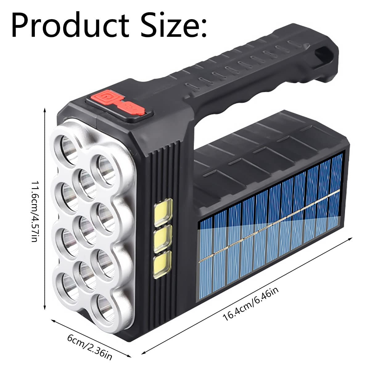 Lampe Torche LED Camping – Solaire Et USB – COB Super Lumineuse – Rechargeable