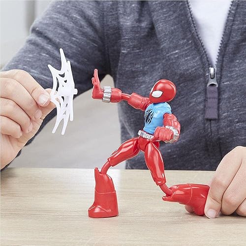Miniatura 3 de Spider-Man Marvel Bend and Flex Marvel's Scarlet Spider figura de acción de juguete, figura flexible de 6 pulgadas, incluye accesorio de red, para