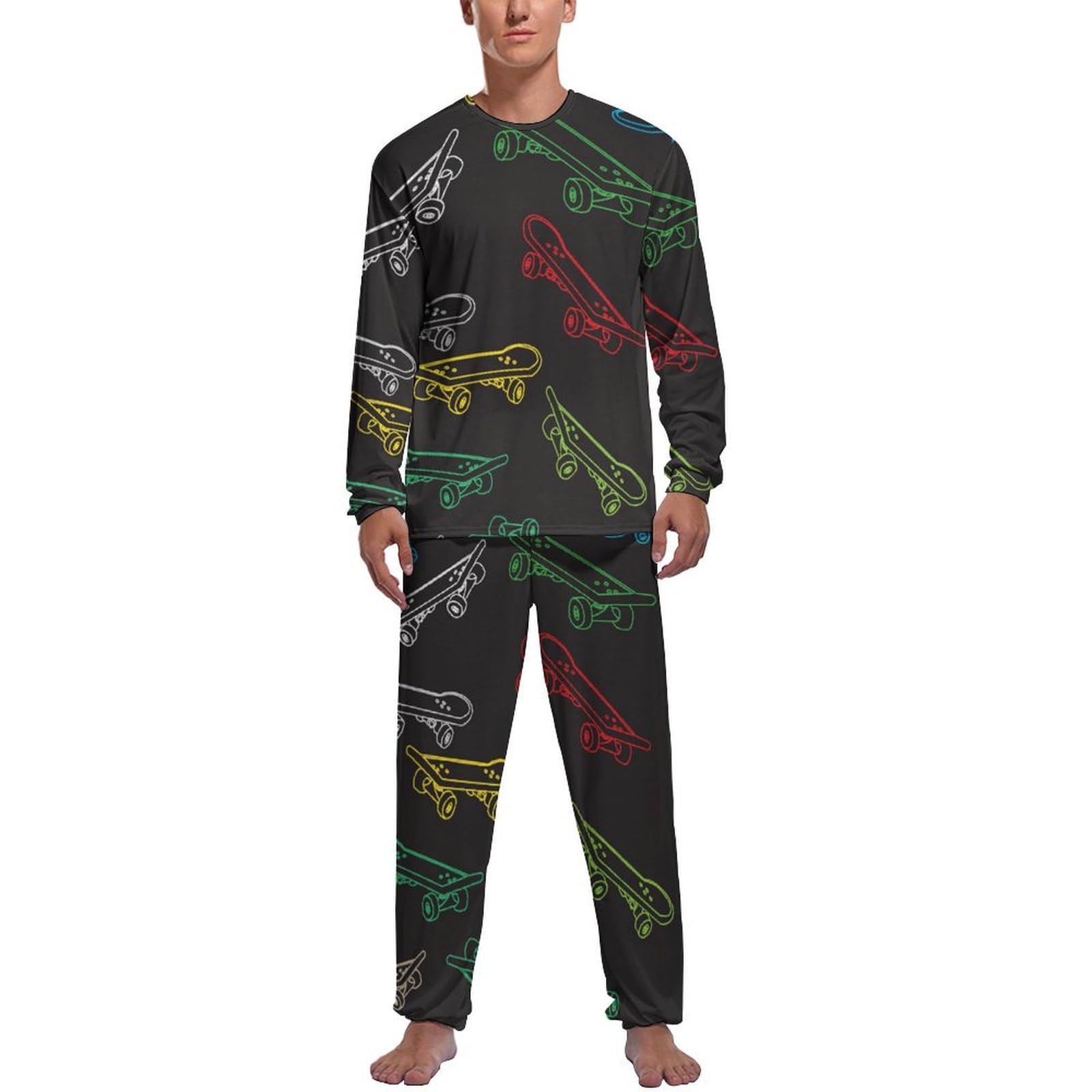 Ensemble de pijama homme haut et bas pyjama planche à roulettes - 6
