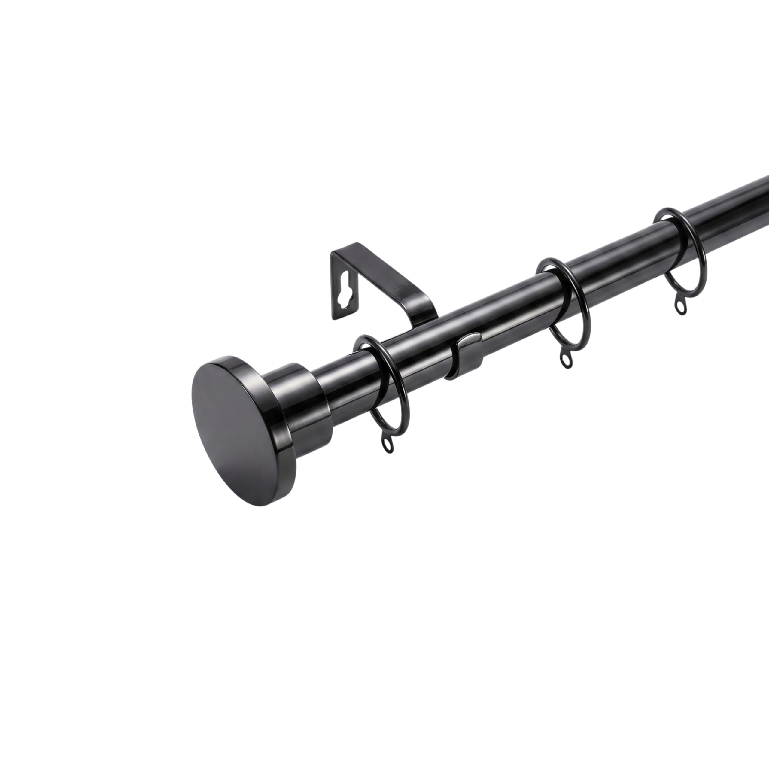 Lister Cartwright 28mm Black Nickle Adjustable Extendable Metal Curtain Pole Set Rings with Disc Stopper Finial Easy fit to Outdoor, Bedroom, Living Room (120-220 cm) โ image 1