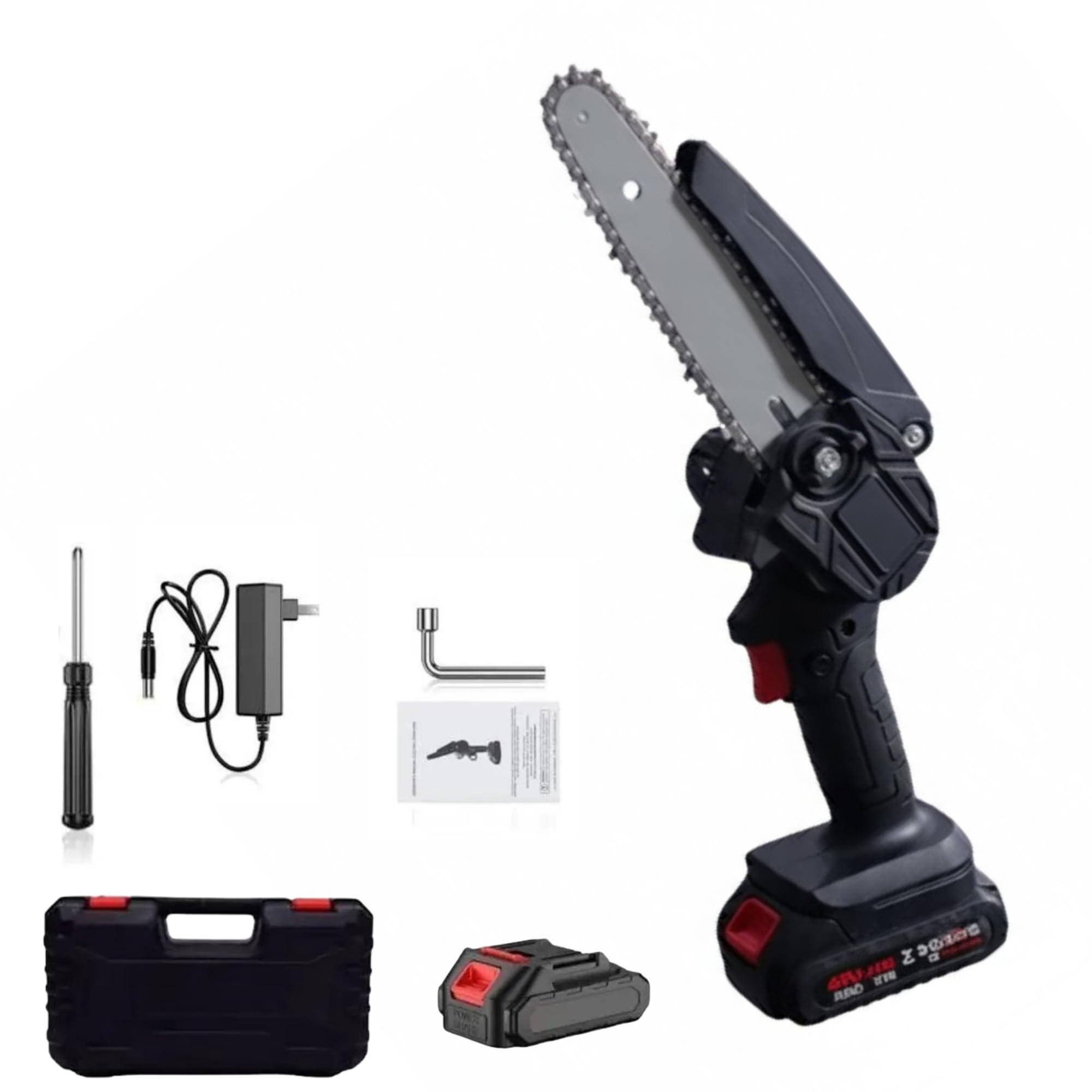 𝓓rumstone (𝟑 𝐘𝐄𝐀𝐑 𝐖𝐀𝐑𝐑𝐀𝐍𝐓𝐘) Mini Cordless Electric Chainsaw Kit with Dual Batteries, Lightweight Portable Wood Cutter for Garden Pruning, Includes Case & Charger-image-42