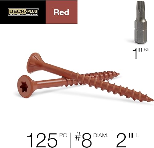 Vista 32 de Deck Plus Tornillos para valla y madera exterior con revestimiento epoxi de 2-1/2 pulgadas #10 x 2-1/2 pulgadas, rosca gruesa incluida, tornillo