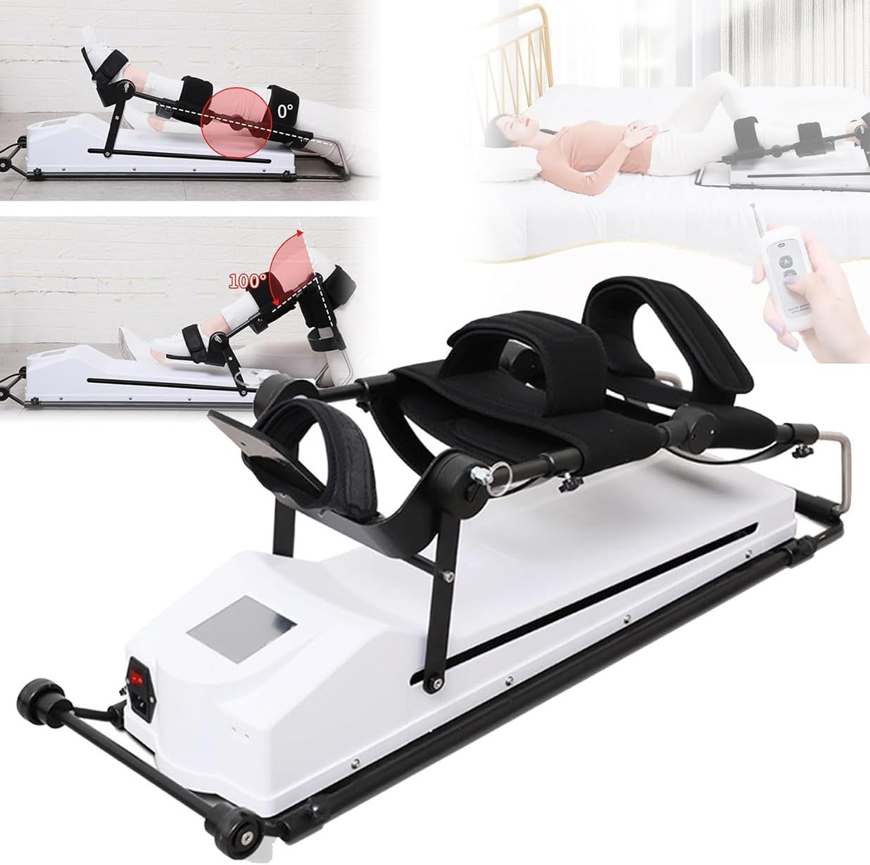 Elektryczny Trener Rehabilitacji Kolana, Trener Rehabilitacji Dolnych Kończyn z Wyświetlaczem LCD, 10 Intensywności Przełożeń, Kąt Treningu 0~120°, Na Udar, Hemiplegię, Małe