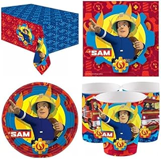Fireman Sam Birthday Party 16 Guests Plates Cups Napkins Table Cover
