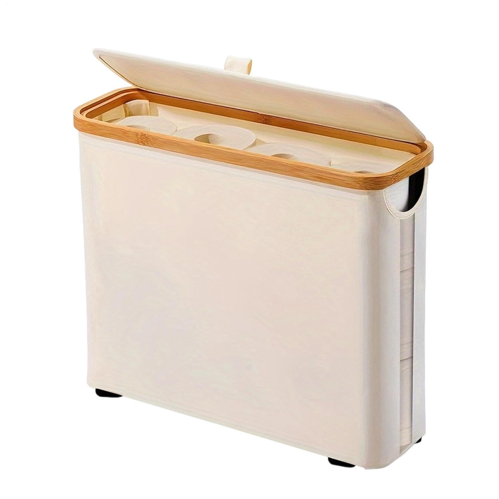 Panier à papier toilette pliable avec couvercle pour 12 rouleaux de salle de bain