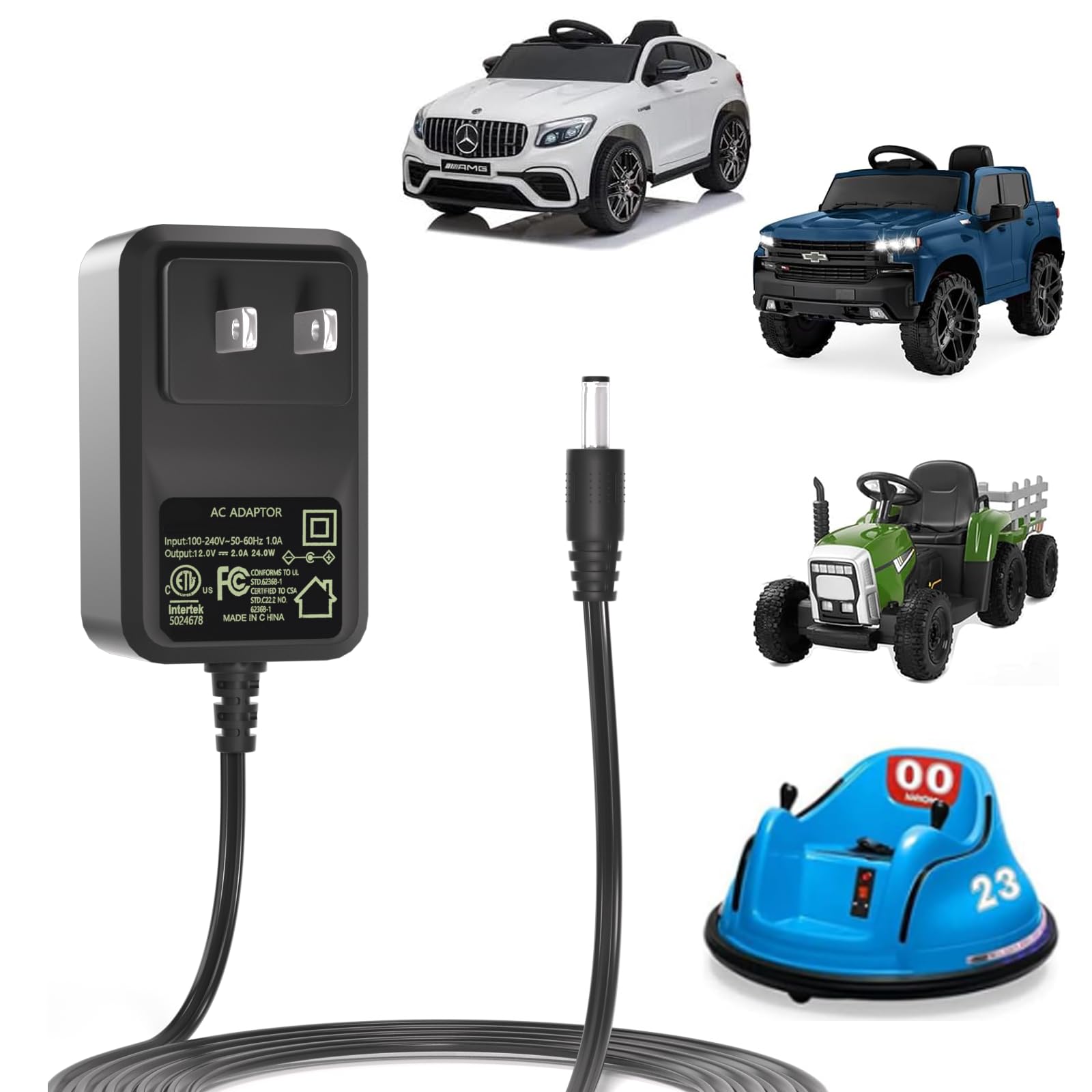 12V 6V Charger for Ride On Toys, Bumper Car Charger for Flybar, Best Choice Products SUV, Kid Trax, Dynacraft, Tractor, Hello Kitty, Motorcycle, ATV Electric Kidzone Bumper Car