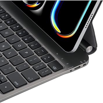 Apple iPad Air 11 M2-M3 2024/2025 ile Uyumlu Türkçe Q TouchPad Magic Keyboard Aydınlatmalı Klavyeli Tablet Kılıfı (Kahverengi)