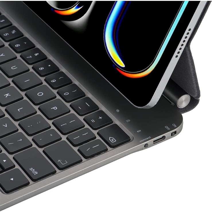Apple iPad Air 11 M2-M3 2024/2025 ile Uyumlu Türkçe Q TouchPad Magic Keyboard Aydınlatmalı Klavyeli Tablet Kılıfı (Kahverengi)