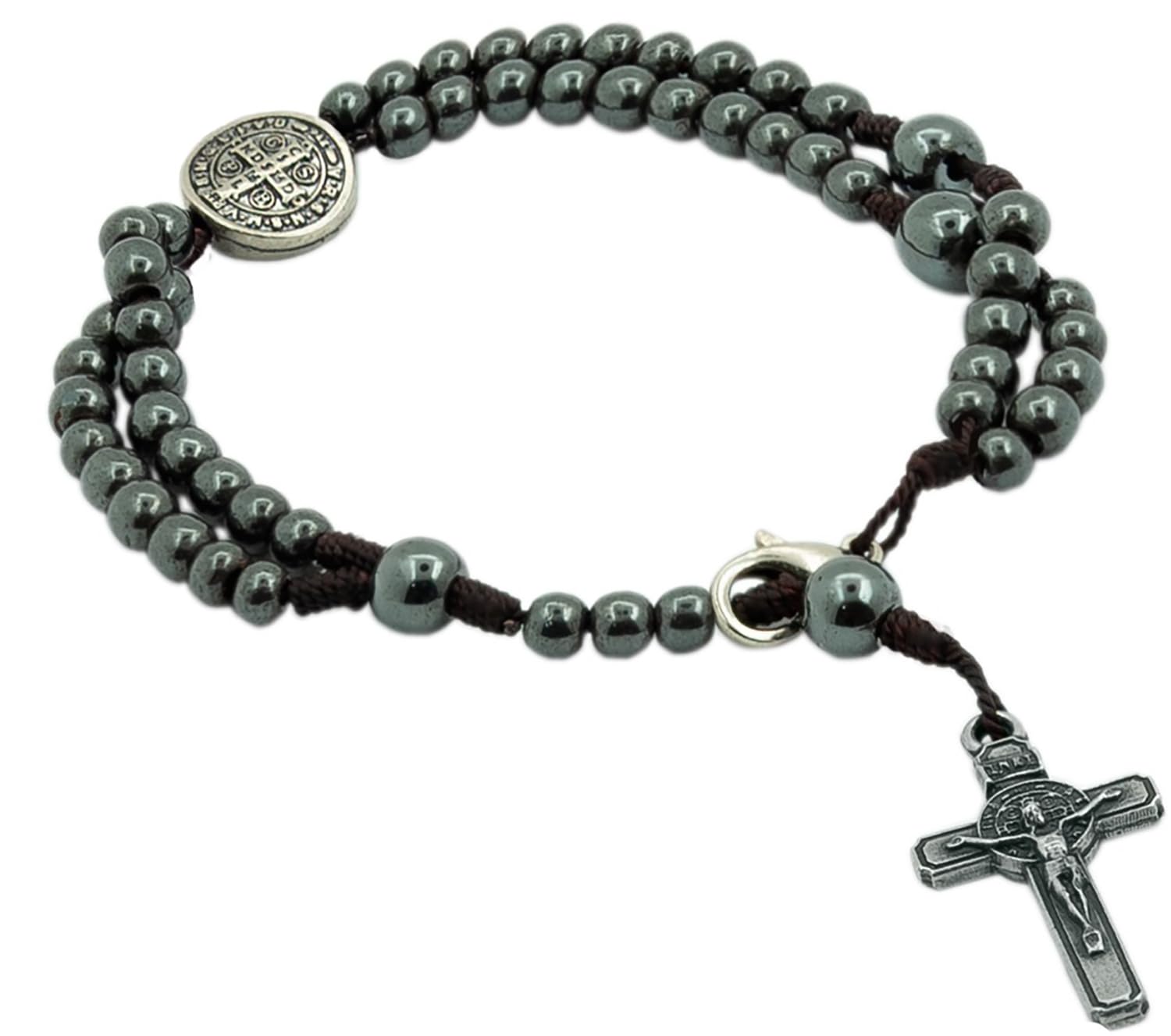 Catholica Shop Devotional Corded Prayer Beads Rosary Bracelet with San Benito St Benedict Medal and Crucifix. Made in Brazil