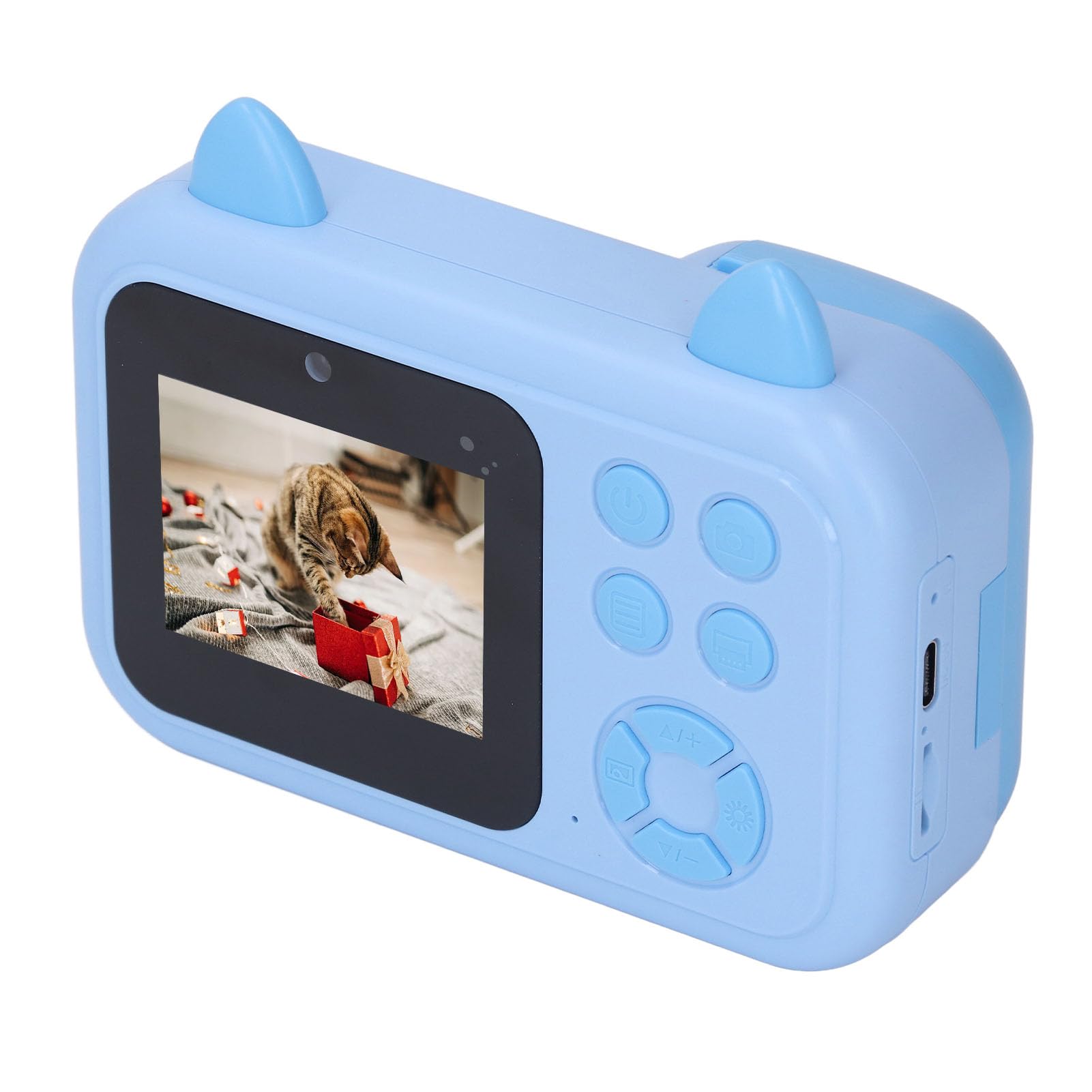 Kamera termiczna z funkcją rozpoznawania twarzy AI, zdjęcie 24 MP i wideo 1080p, wbudowane gry i muzyka, obsługa kart 32 GB na prezenty urodzinowe i rozrywkę (niebieska)