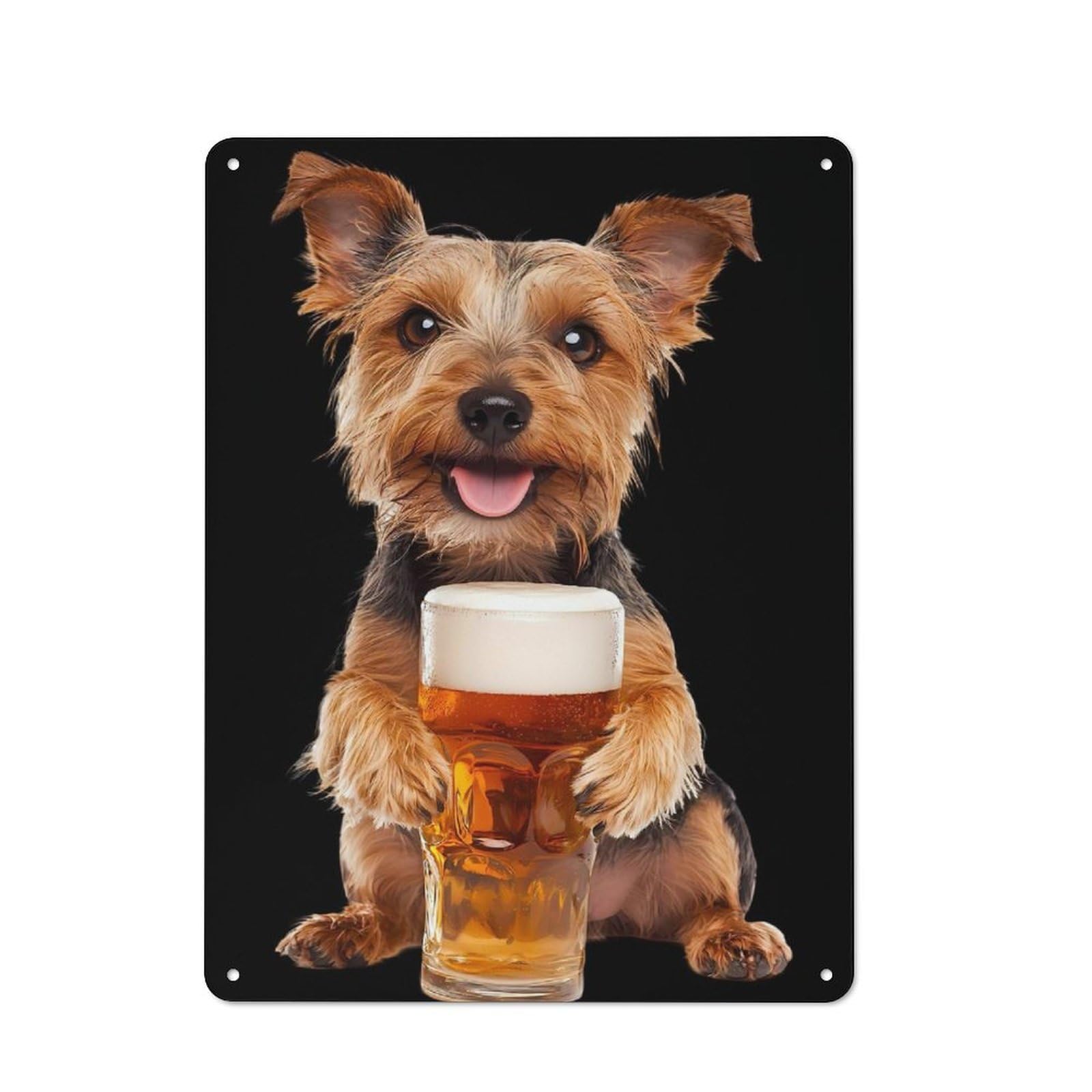 Junmoney Dog Holding Beer Retro Tin Sign 40X30cm For Garden Room Or Summerhouse, A Housewarming Gift For Garden Room Decor Fans