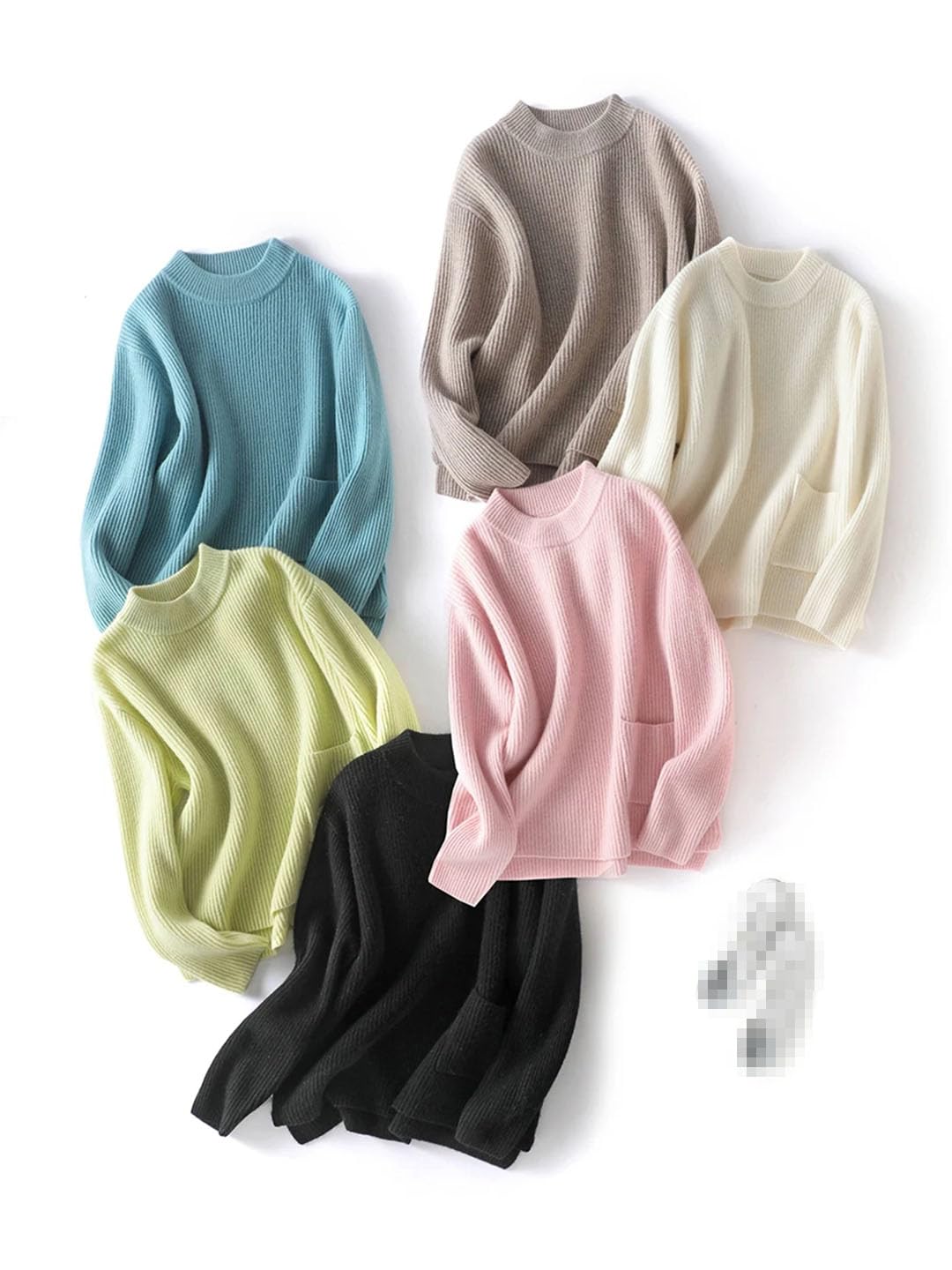 Vogrtcc Pullover da Donna in Lana con Scollo A O, Maniche Scese, Maglioni Larghi, Top Autunno Inverno