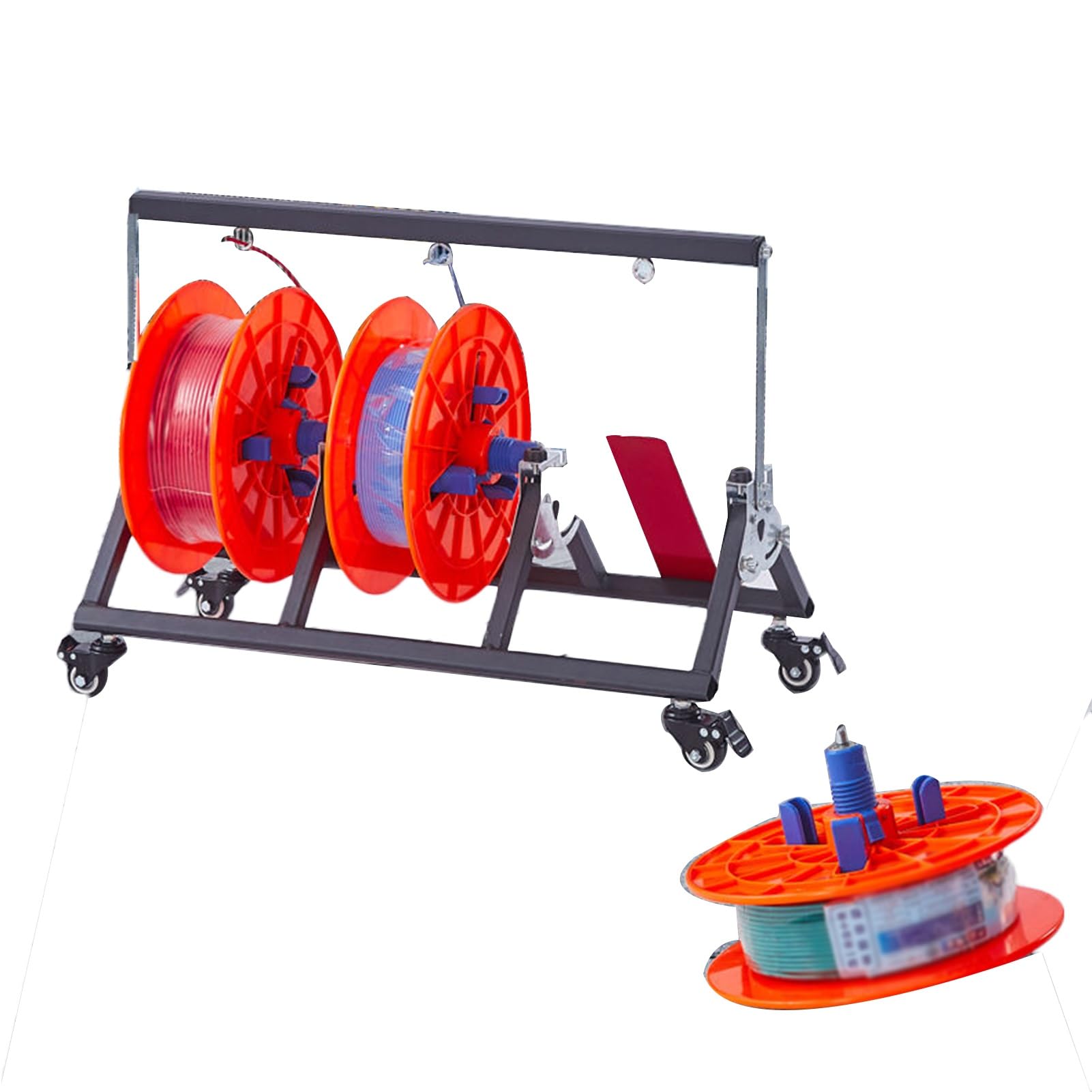 WDSOPK Wheeled Spool Stand - Free Standing Bearing High Strength Wire/Cable Dispenser Filament Storage Rack - for Electrical Industrial Retail (65x30x47cm)