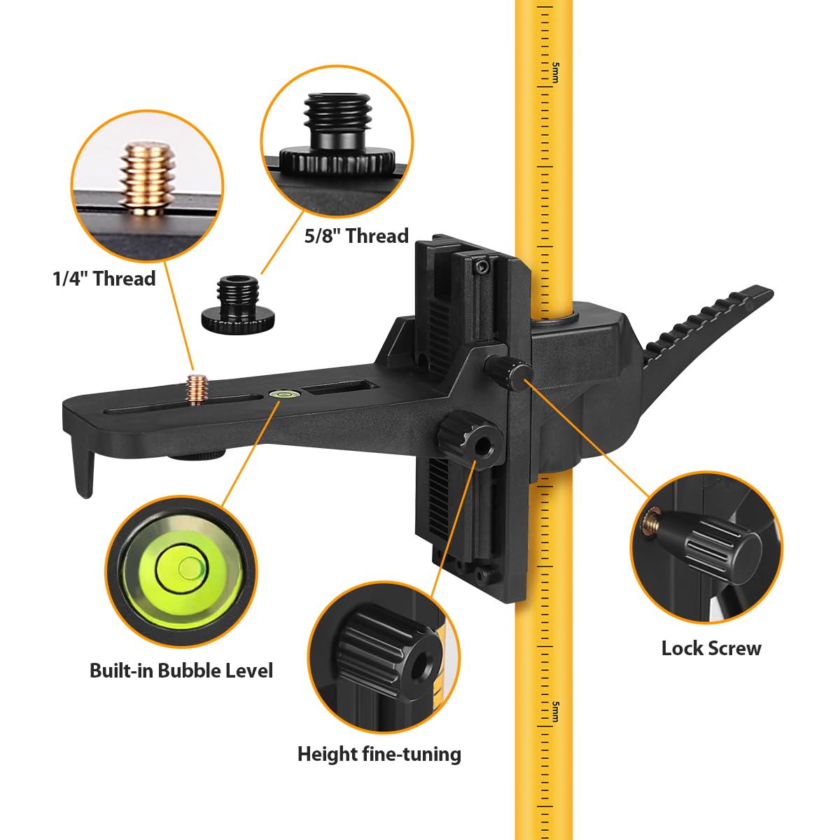 Takamine Ft 3 7m Telescoping Pole with Adjustable Laser Level Tripod 1 4-Inch by 20-Inch Laser Pole Mount — view 2