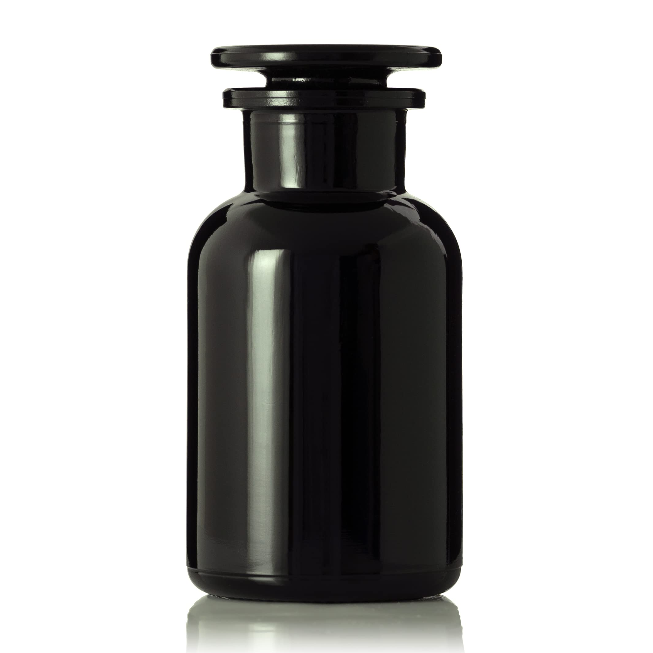 250 ml (8 fl oz) Black Ultraviolet Glass Airtight Smell Proof Apothecary Jar for Tea, Spices, Dried Goods, Herb Storage - Vintage Style With Glass Lid for Kitchen