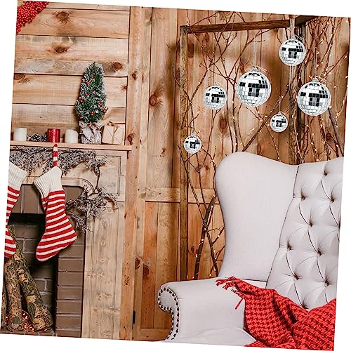 Unomor - 36 piezas de bolas espejadas colgantes plateadas para decoración de fiestas, árbol de Navidad, bodas y eventos de baile miniatura 5
