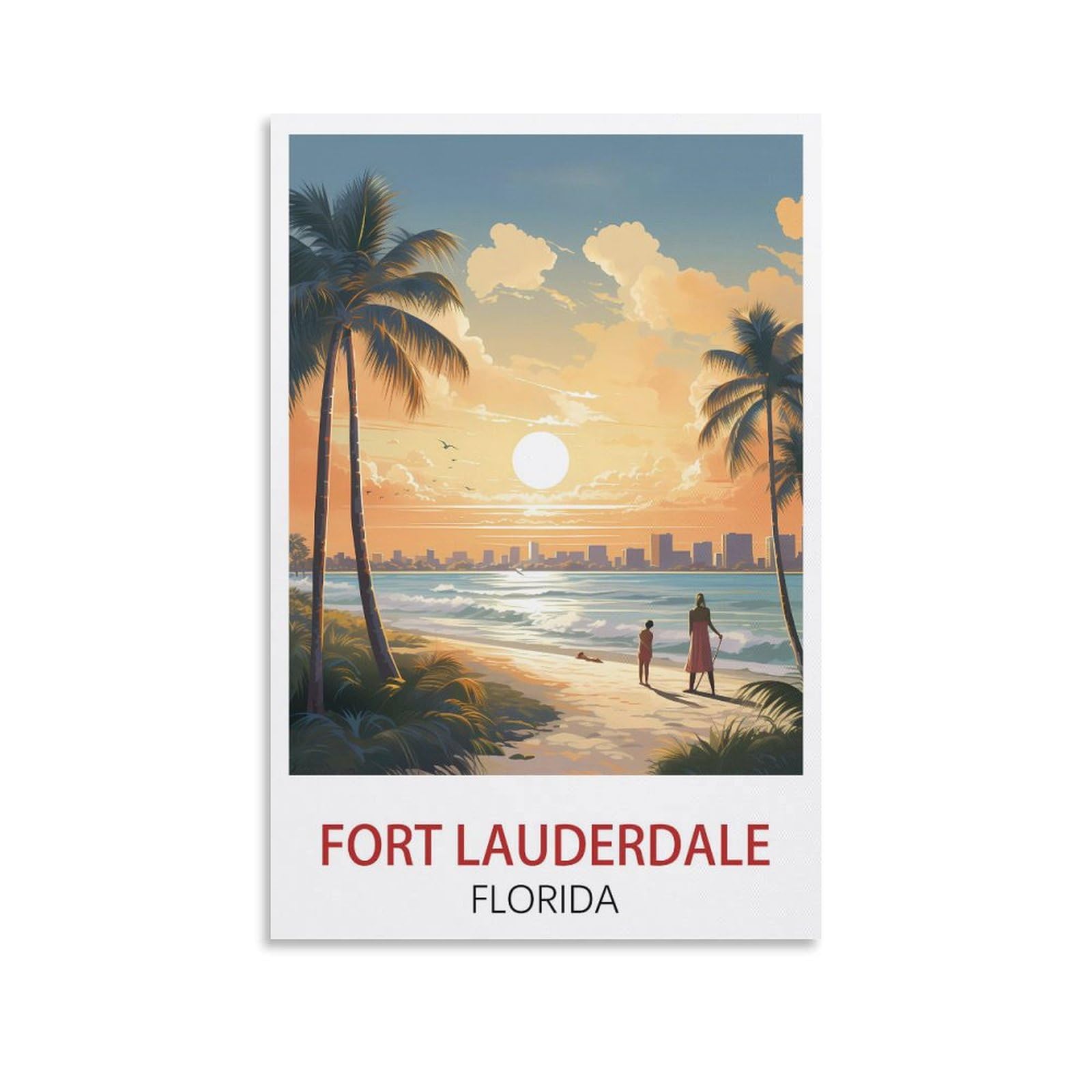 EZMLFA DIY 5D Diamond Painting Kits for Adults,Fort Lauderdale Florida Crystal Rhinestones Art Craft for Beginners DIY Home Wall Decor Gift 40x40cm