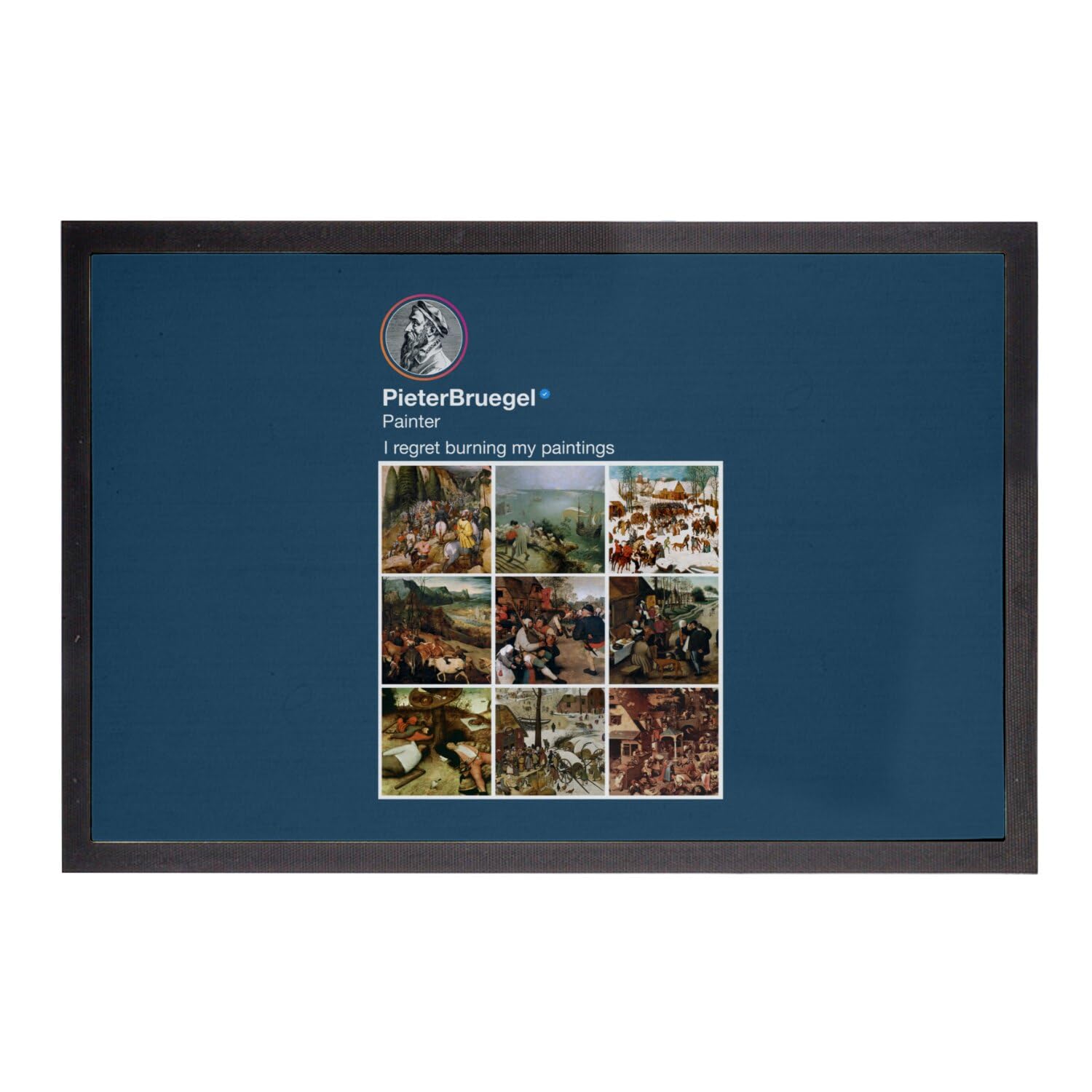 Paillasson bleu Pieter Bruegel Réseaux Sociaux tapis d'entrée 75x50cm