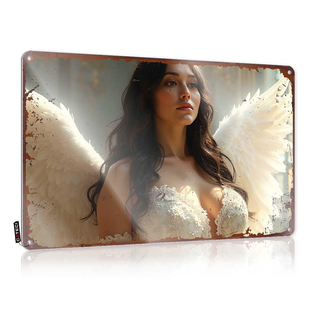 Fzfn Colour Backyard Decor Vintage Wall Decor Soft Area | Angelic Beauty With Ethereal Wings Cute Mancave Decoration(30X40cm)