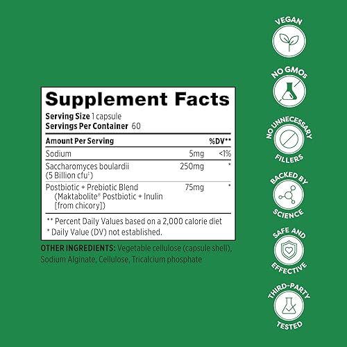 Miniatura 6 de Probulin Total Care Saccharomyces Boulardii Pre + Pro + Postbiótico, 60 cápsulas veganas