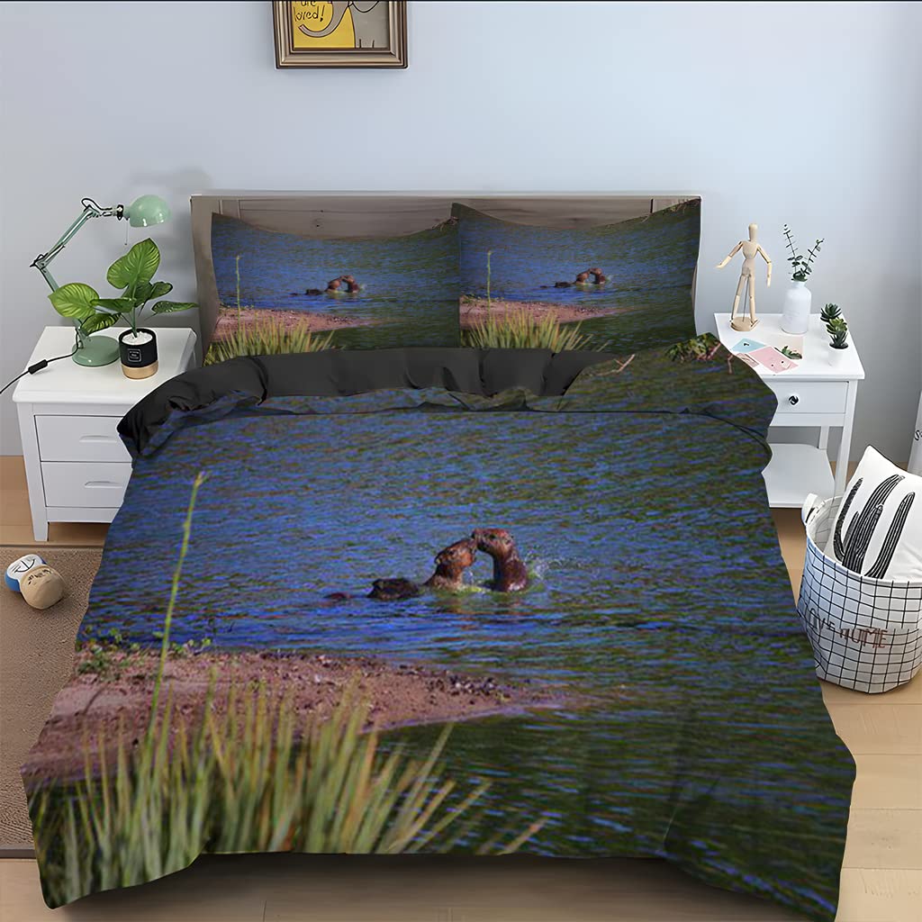 Housse de couette 160x200 capibara violette avec parure de lit microfibre ado