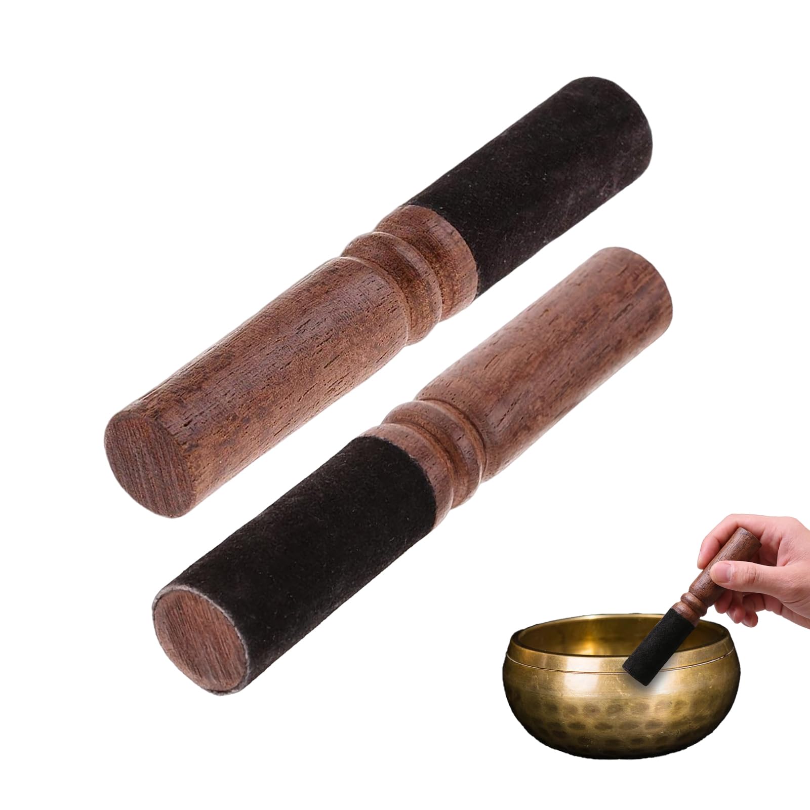 2 PièCes BâTon Pour Bol Chantant TibéTain - Baton Bol Chantant En Bois - BâTon De MéDitation, Accessoires De Bol Chantant Pour La MéDitation, Le Yoga Et La ThéRapie Sonore