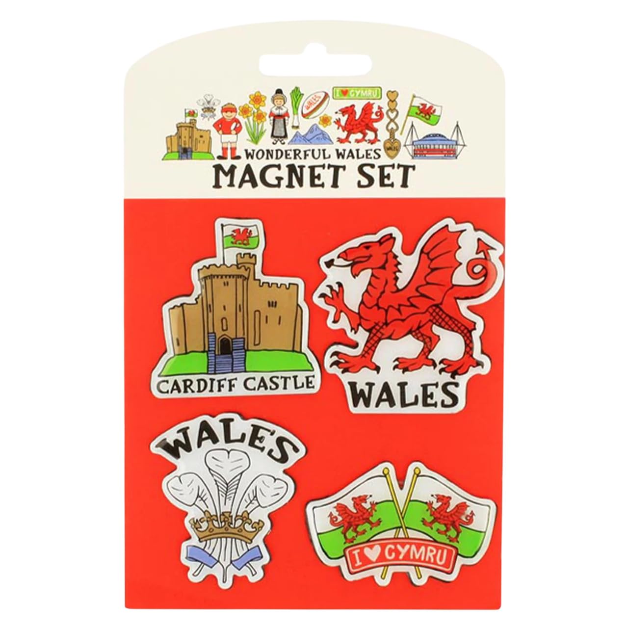 Elgate Men's Multicolor Wonderful Wales Magnet Set | Strong Decorative Refrigerator Magnets | Souvenir Gift For Home, Office, Or Travel | Welsh Flag, Castles, Dragons & Landmarks For Wo