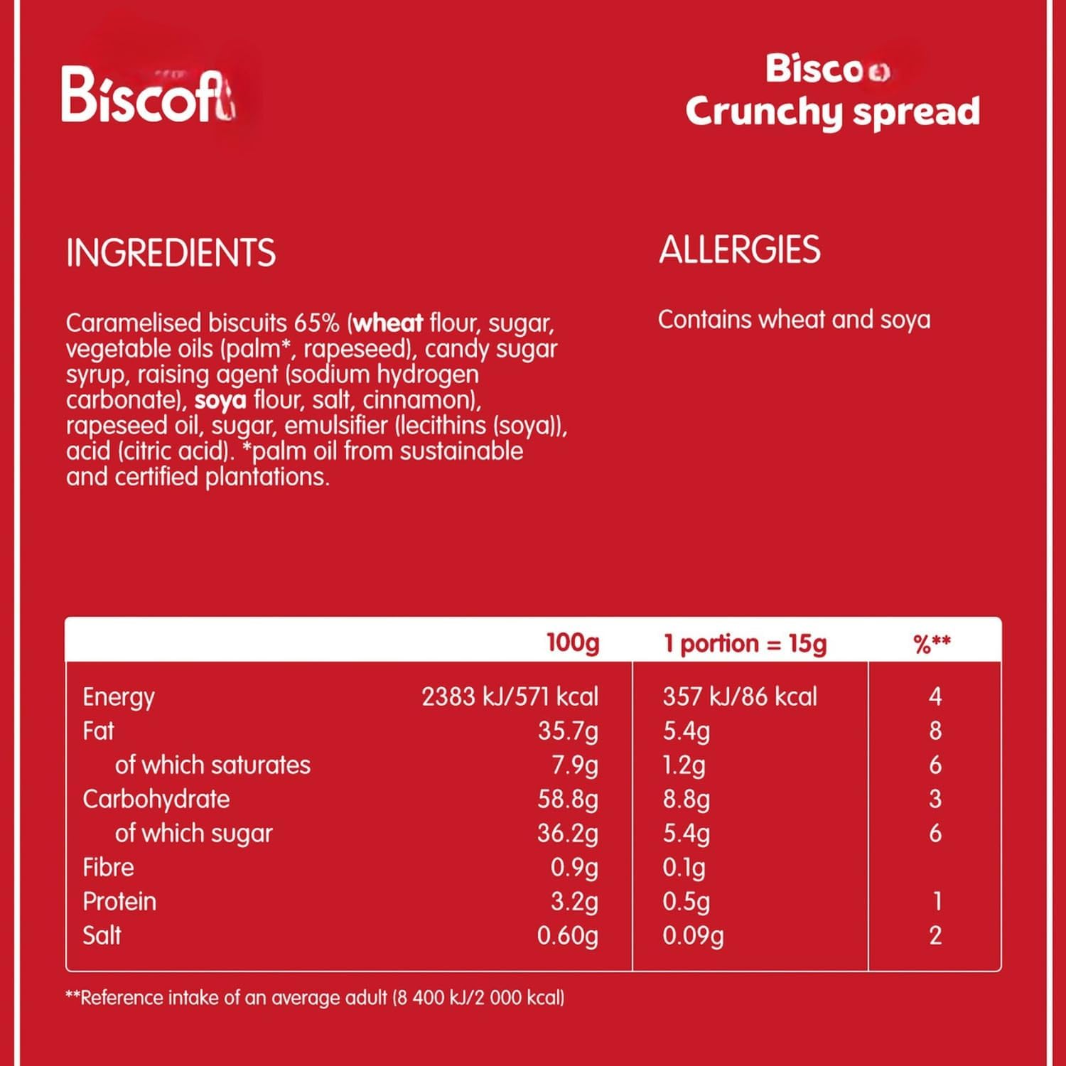 Bis'cof Crunchy Caramelised Biscuit Spread, 380g (Imported UK) - Image 5 thumbnail