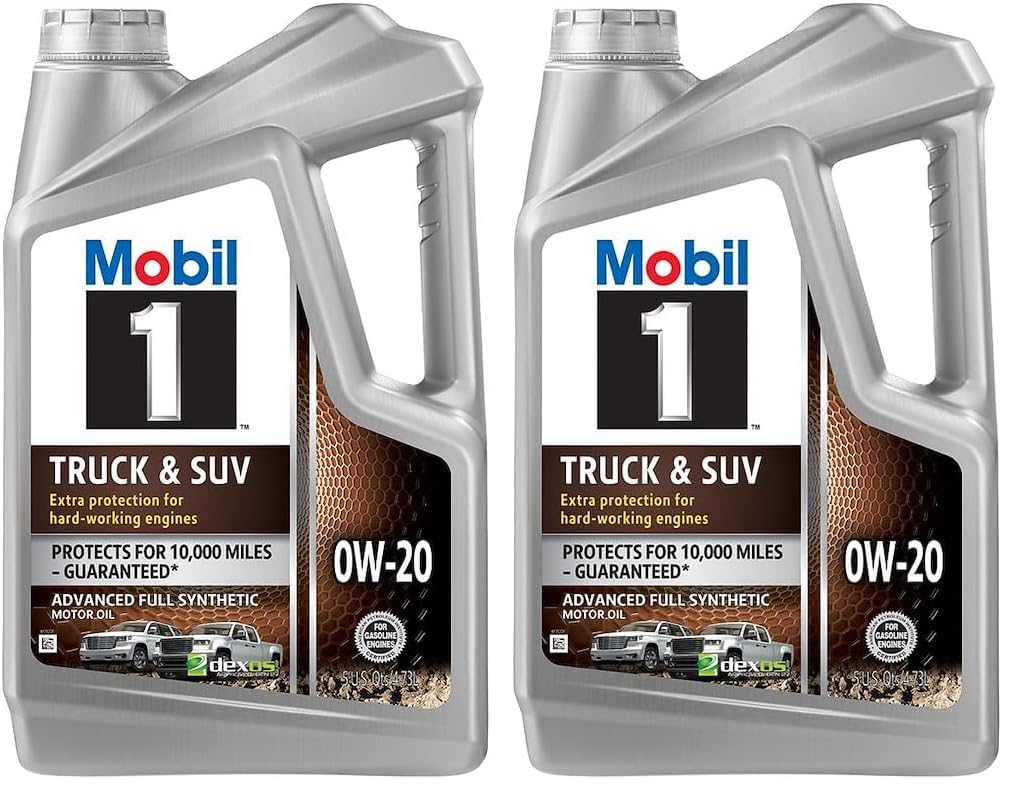 Mobil 1 Truck &amp; SUV Full Synthetic Motor Oil 0W-20, 5 Quart (Pack of 2)