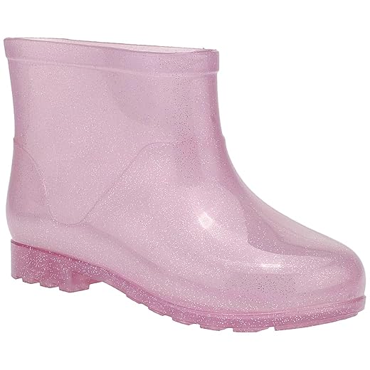 Galocha Infantil Menina Bota Cano Curto Bota Borracha Chuva Cinza, Rosa, Pink e Preto (Rosa, BR, Criança de 4 a 8 anos, Numérico, 21)