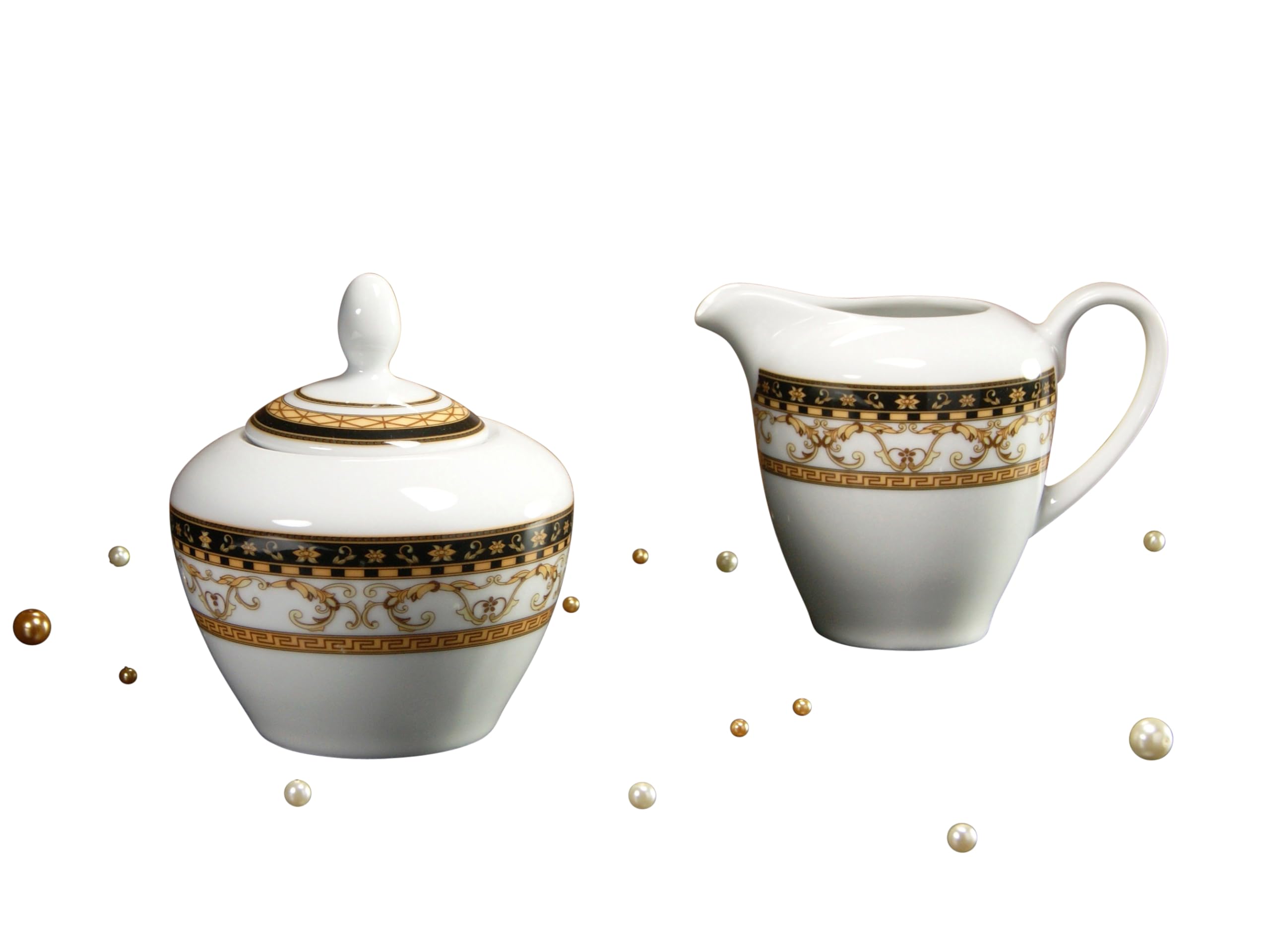 Creatable 15090 Majestosa schwarz Porzellan-Set 2-teilig Milchgießer und Zuckerset