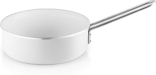 Eva Trio White Line - Sartén honda (24 cm, revestimiento antiadherente cerámico, ideal para asar y saltear rápidamente), color blanco