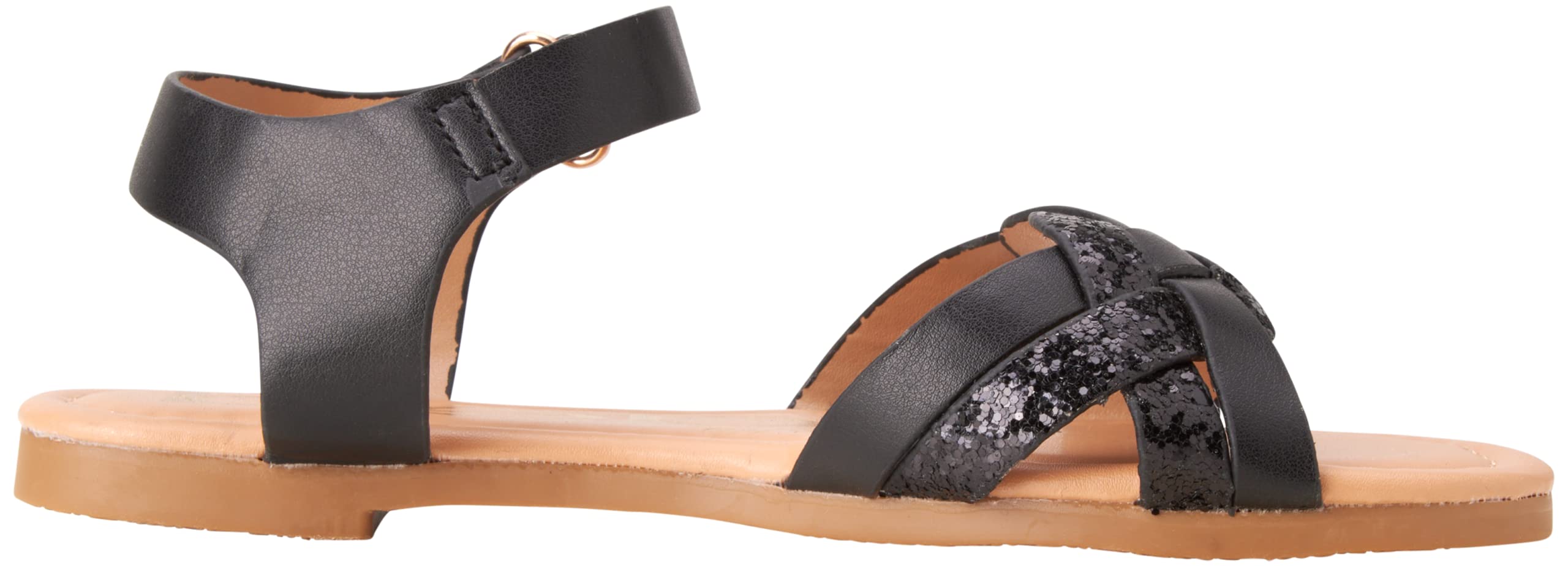 bebe Girls Sandals - Big girl and Toddler Girl Sandals with Durable Leather and Glitter Straps, Summer Dress Shoes for Girls
