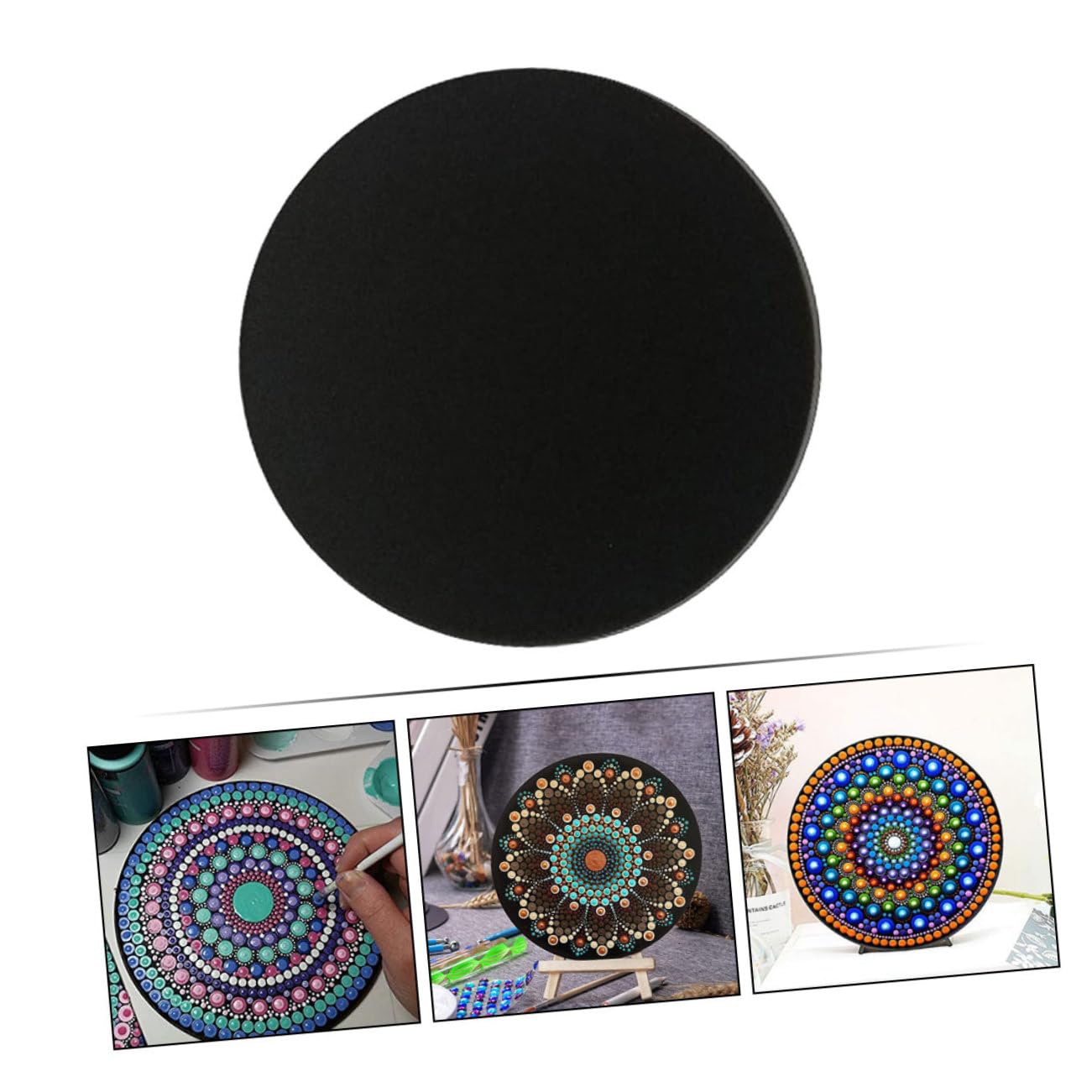 STOBOK 5 Sätze Zeichenkarton Kreisförmig Saugnapfantenne Mandala-punktierwerkzeug Mandala-zeichenblöcke Runden Mesh-trommelfelle Runde Malblöcke Kleine Maltafeln Papier Black 8 Stück * 5