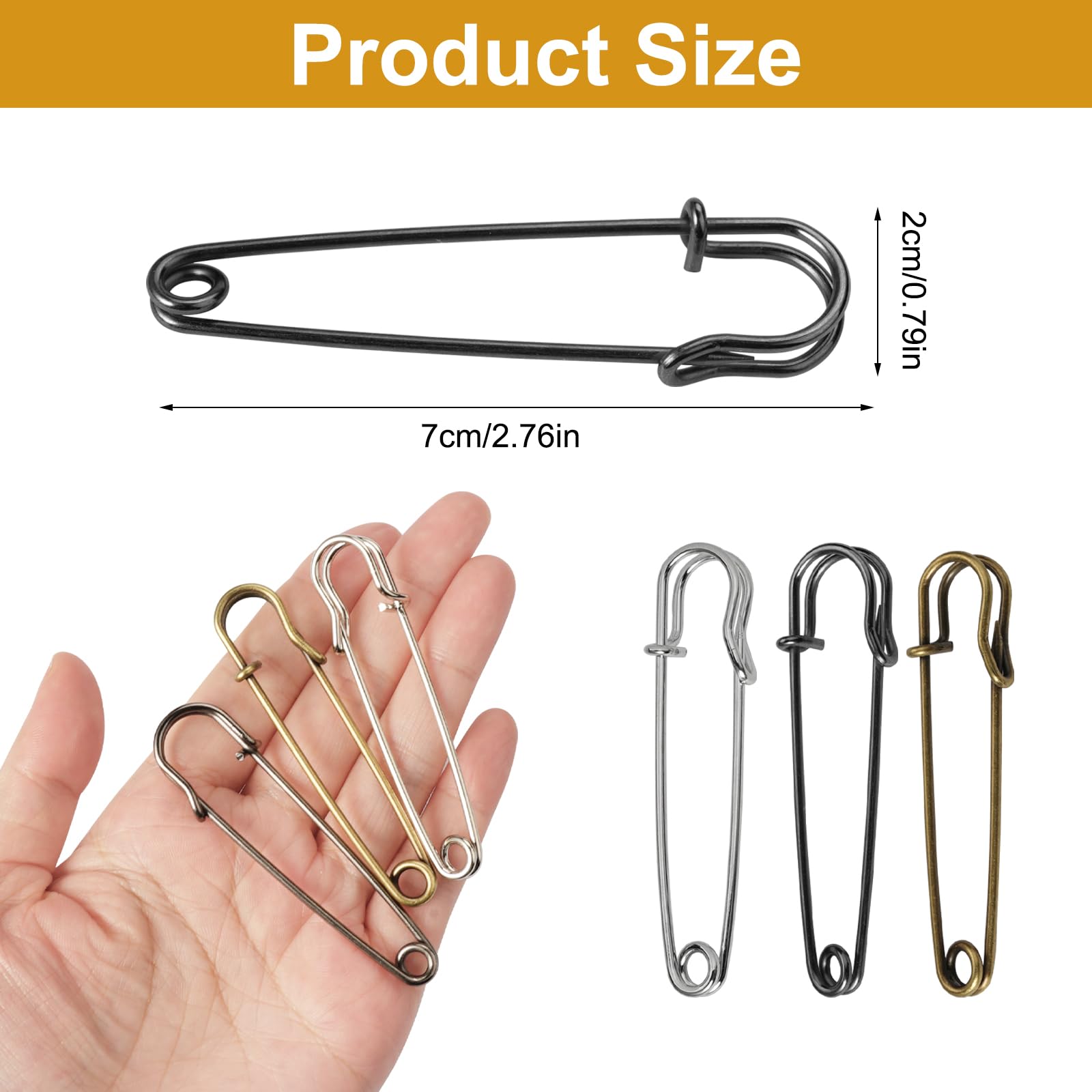 Lot De 60 Grandes épingles à Nourrice Argentées De 7 Cm Pour